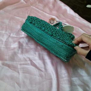 Green Woven macrame bag