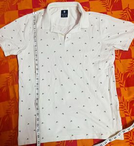 Men's White Polo Shirt with Small Print