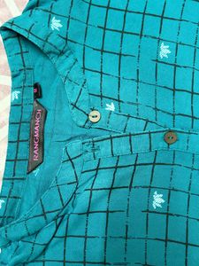 Teal Kurta with Geometric Print