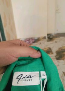 Gia Bright Green Button-Up Shirt