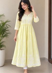 Elegant Yellow Chikankari Kurta Set