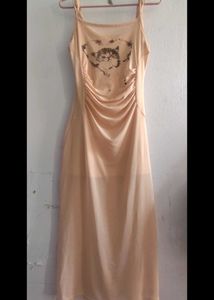 peach Cat Graphic Slip Dress