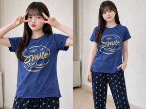 Stylish Blue Smile Queen T-shirt and lower set