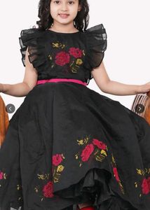 Girls' Black Floral Dress