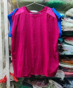 Chic Magenta &amp; Blue Cap Sleeve Top