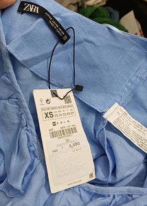 Zara Linen Blue Jumpsuit XS