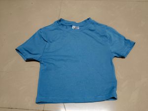 Bright Blue Cropped T-Shirt