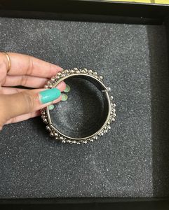 Navratri Silver Beaded Cuff Bracelet