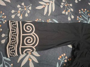 Black Kurta with Elegant White Print