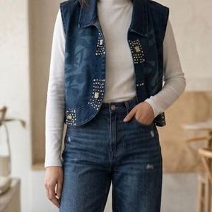 Embellished Denim Vest