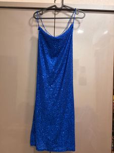 Navy Blue Sequin Bodycon Mini Dress