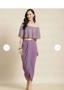 Elegant off shoulder dhoti and top set