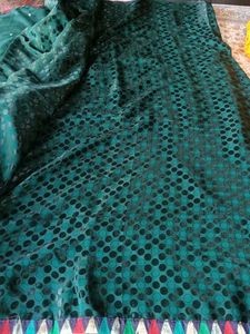 Elegant Teal Saree with Embellishments
