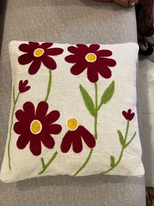 Embroidered Floral Throw Pillow Cover-2