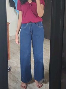 Women's Wide Leg Blue Jeans