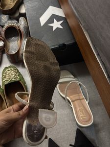 Women's White Sparkly Strap Sandals