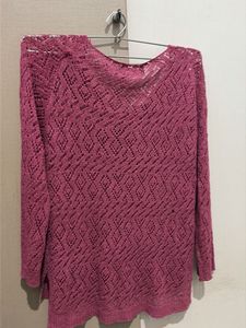 Pink Knitted V-Neck Sweater