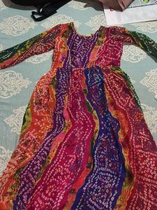 LEHERIA BANDHEJ GOWN