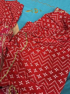 Red Printed Kurta with Sharara Set