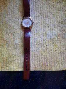 🍒575 2DAY-Sonata Ladies watch Brown Leather Stra