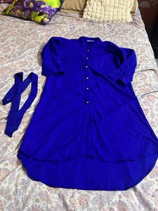 Vibrant Blue Long Kurta with Belt