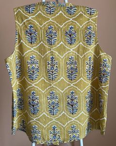 Boho Sleeveless Mustard Yellow Printed Top