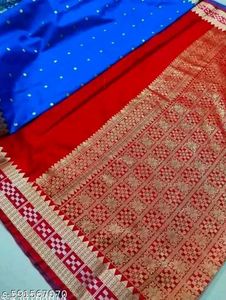 Vibrant Blue &amp; Red Saree