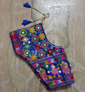 Embroidered Blue Choli with Mirror Work