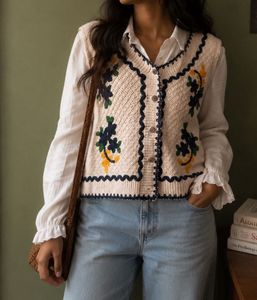 Boho Floral Knit Vest