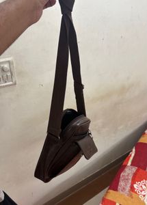 Brown Faux Leather Crossbody Bag