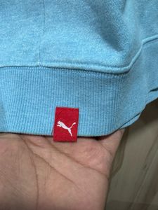 Puma Blue Crewneck Cotton Sweatshirt