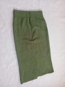 Olive Green Textured Knit Skirt