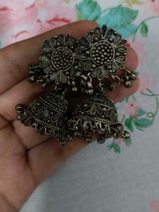Oxidized Jhumka Earrings