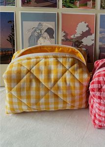 Quilted Gingham Cosmetic Pouch