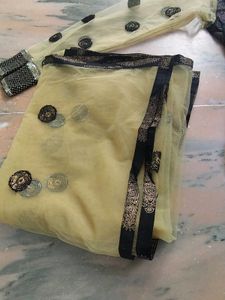 Elegant Black &amp; Gold Kurta Set with Dupatta