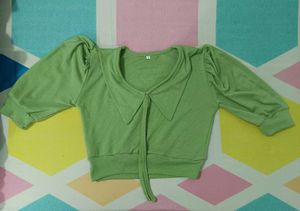 Lime Green Collared Sweatshirt
