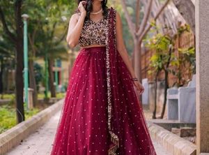 Red/Maroon Sequined Lehenga Choli women