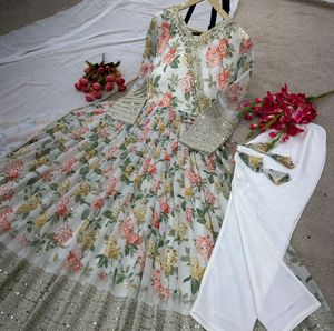 New Party Wear Gown, Bottom and Dupatta