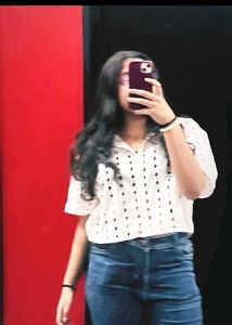 White Broderie Anglaise Cropped Shirt