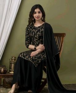 NEW BLACK GOLDEN KURTA SET