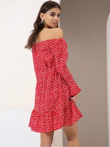 Red &amp; White Off-Shoulder Dress