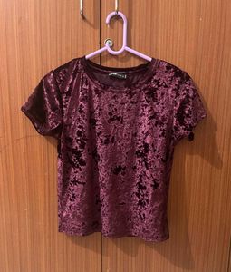Burgundy velvet top