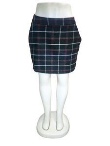 Black Checked Pockets Mini Skirt Size 34