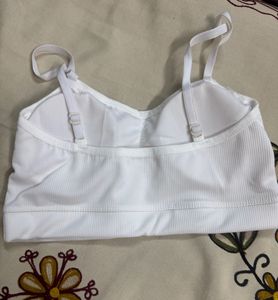 White Ribbed Sports Bra