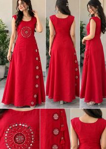 Red Embroidered Anarkali Gown