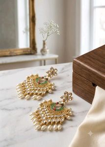 Elegant Pearl &amp; Crystal Jhumka Earrings