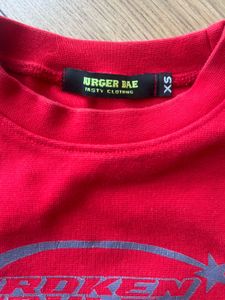 Burger Bae Red Cropped Graphic T-Shirt