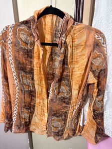 Bohemian Print Button-Down Blouse