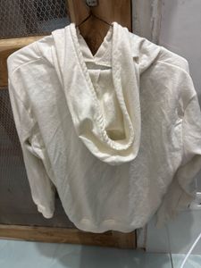 Cream Graphic Print Hoodie