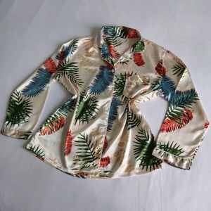 premium Silk Tropical Leaf Print longue wear